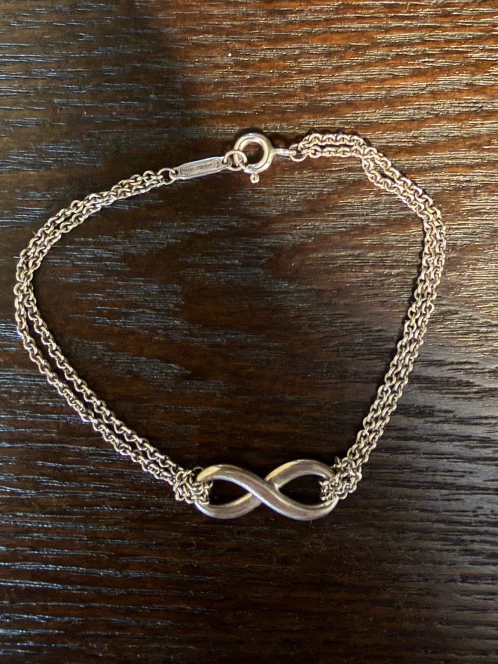 Tiffany & Co. Sterling Silver Double Chain Link Infinity Bracelet 6.5 inches